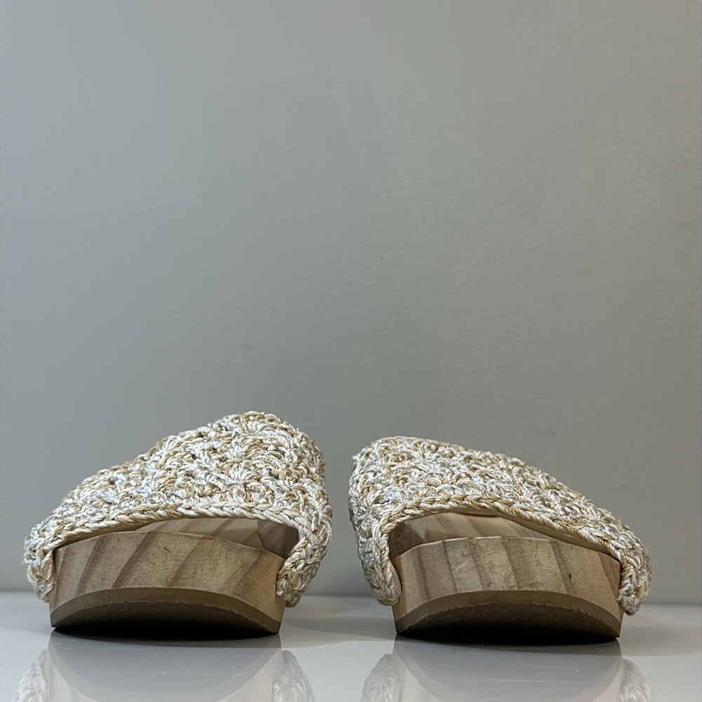 The Sak Ella Crochet Wood Slide Sandals Sz 7 Cottagecore Retro Vintage Inspired - Picture 4 of 16